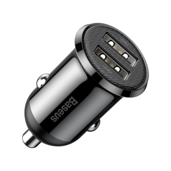 BASEUS 12V 24W, 2xUSB-A, черен - CCALLP-01