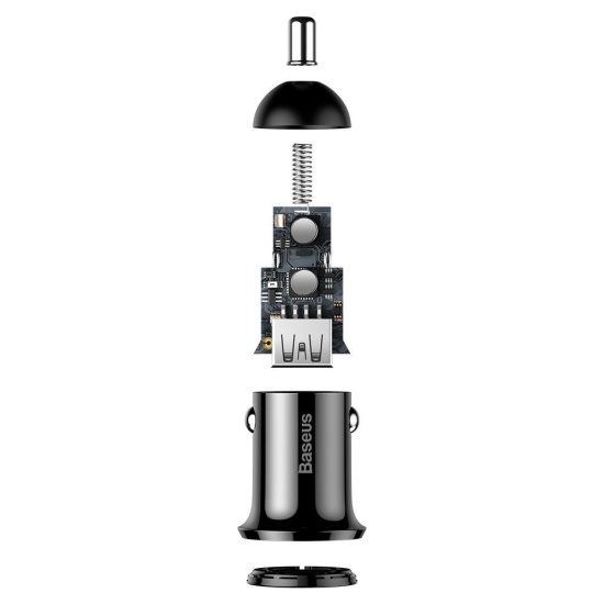 BASEUS 12V 24W, 2xUSB-A, черен - CCALLP-01