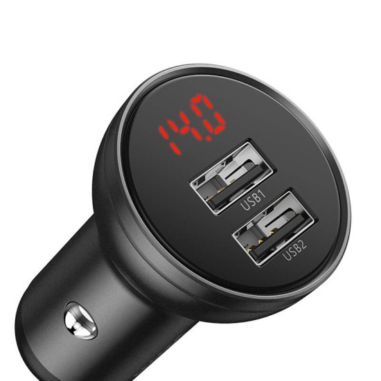 BASEUS 12V 24W, 2xUSB-A, сив - CCBX-0G
