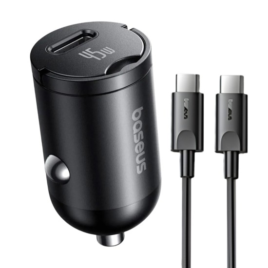 BASEUS 12V 45W USB-C + кабел Type-C - Type-C, PrimeTrip VP2, /черен/ - C0206800