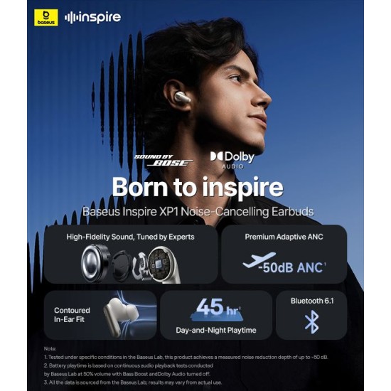 BASEUS HF Inspire XP1 Sound by Bose ANC TWS /черен/ - A0010902