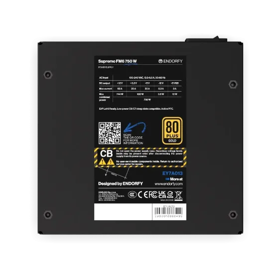 Захранващ блок Endorfy Supremo FM6 750W 80+ Gold, PCIe 5.1 - Fully Modular