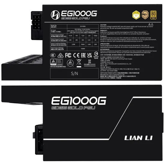 Захранващ блок Lian Li EDGE 1000W 80+ Gold PCIe 5.1, ATX 3.1 - Черно Захранващ блок Lian Li EDGE 1000W 80+ Gold PCIe 5.1, ATX 3.1 - Черно