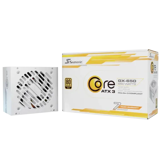 Захранващ блок Seasonic CORE GX White 650W 80+ Gold, Fully Modular, ATX 3.1, PCIe 5.1 Захранващ блок Seasonic CORE GX White 650W 80+ Gold, Fully Modular, ATX 3.1, PCIe 5.1