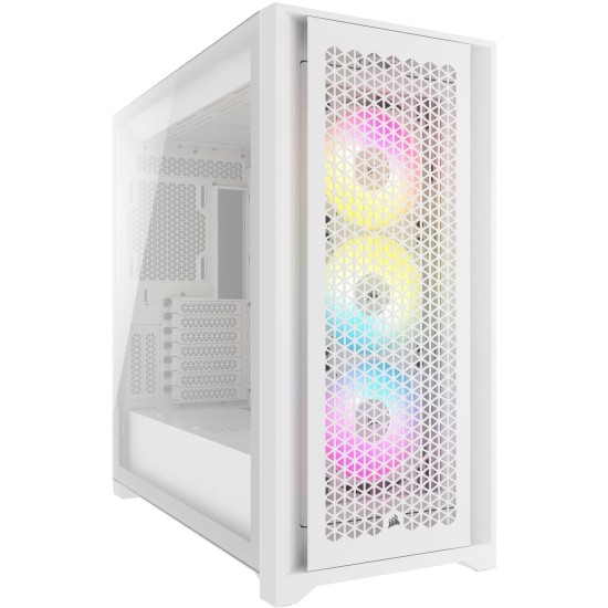 Кутия Corsair iCUE 5000D RGB Airflow Mid Tower, Tempered Glass, Бяла