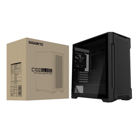 Кутия Gigabyte C102 Glass Black Mid-Tower