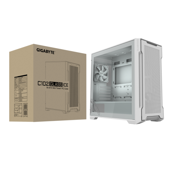 Кутия Gigabyte C102 Glass ICE, Mid-Tower