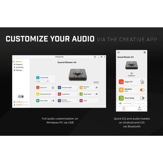 Външна звукова карта Creative Sound Blaster X4, USB-C, DAC, Super X-FI, TOSLINK