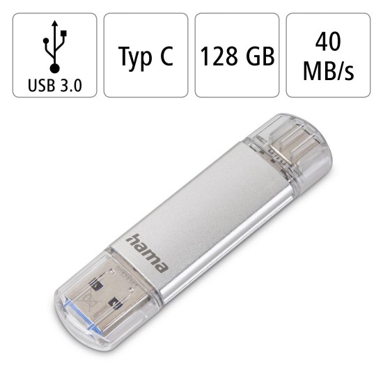 Флаш памет "C-Laeta", USB-C USB 3.1/3.0, 128 GB, HAMA-181073