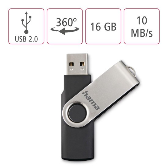 USB памет Rotate, 16GB, HAMA-94175