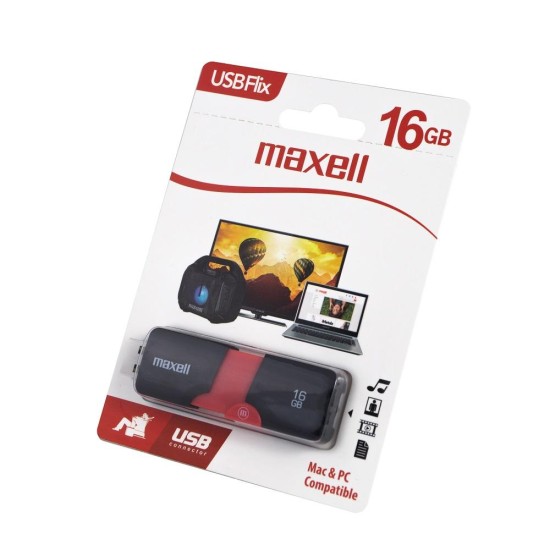 USB памет MAXELL FLIX, USB 2.0, 16GB, Черен USB памет MAXELL FLIX, USB 2.0, 16GB, Черен