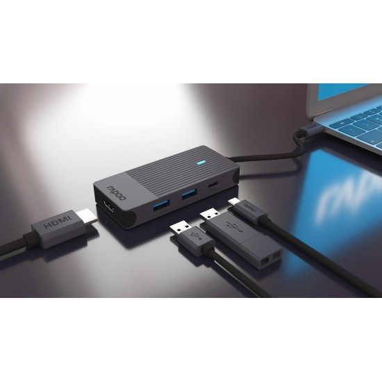 4-портов хъб Rapoo 4 в 1, 2 x USB-A, 1 x  USB-C, 1 x HDMI