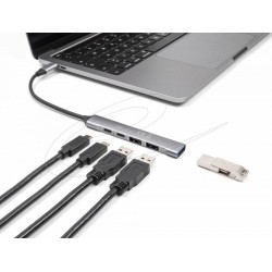 Delock Хъб USB-C, 4 порта, 1 x USB-A 10 Gbps, 2 x USB-A, 1 x USB-C, USB-C PD 95 W