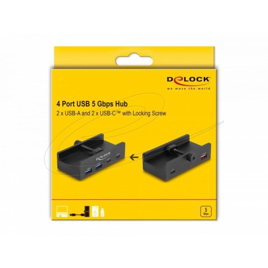 Delock USB Хъб, 4 порта, 5 Gbps, 2 x USB-A, 2 x USB-C