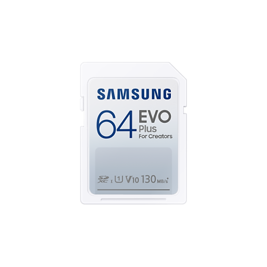 Карта памет Samsung EVO Plus, SD Card, 64GB, Бяла