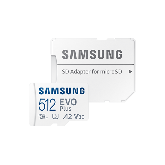 Карта памет Samsung EVO Plus, microSDXC, UHS-I, 512GB, Адаптер