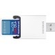 Карта памет Samsung PRO Plus, SD Card, 128GB, USB Четец, Бяла