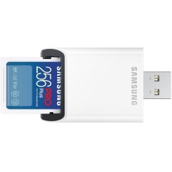 Карта памет Samsung PRO Plus, SD Card, 256GB, USB Четец, Бяла