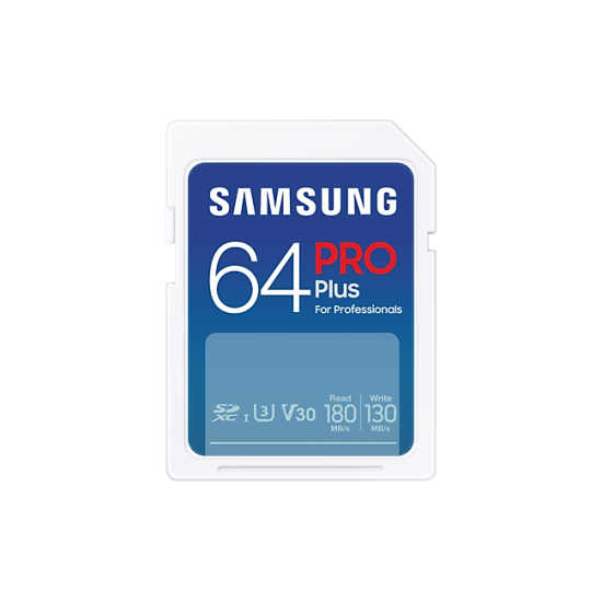 Карта памет Samsung PRO Plus, SD Card, 64GB, Бяла