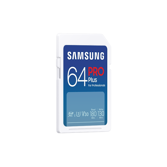 Карта памет Samsung PRO Plus, SD Card, 64GB, Бяла