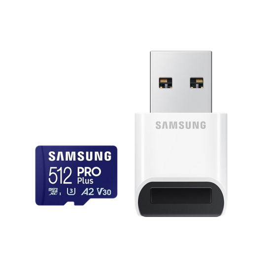 Карта памет Samsung PRO Plus, microSDXC, UHS-I, 512GB, Адаптер, USB четец