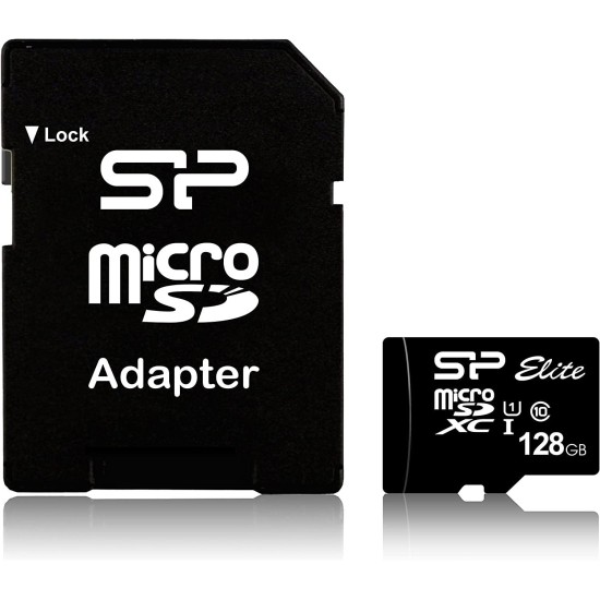 Карта памет Silicon Power Elite, 128GB, Micro SDHC/SDXC, UHS-I, SD Adapter