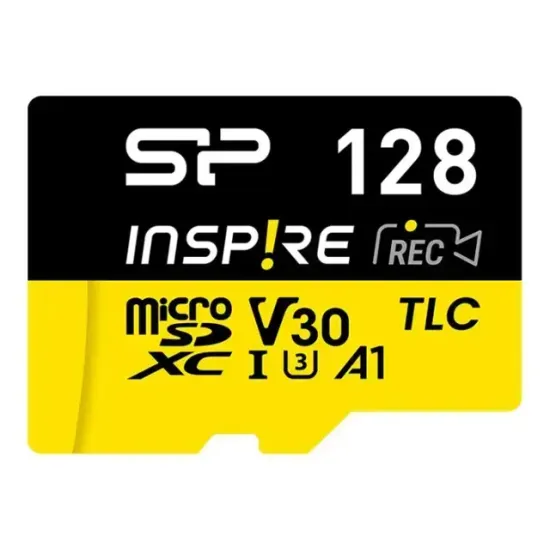 Карта памет Silicon Power microSDXC Inspire 128GB, Class 10, UHS-I U3, V30, A1, A2 с адаптер SD