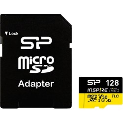 Карта памет Silicon Power microSDXC Inspire 128GB, Class 10, UHS-I U3, V30, A1, A2 с адаптер SD