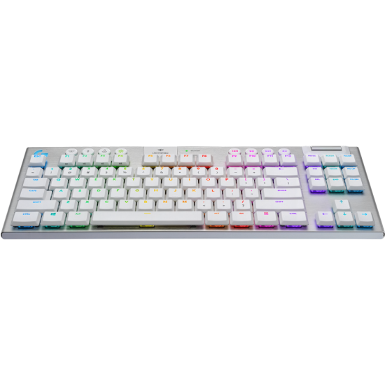 Безжична геймърска механична клавиатура Logitech, G915 TKL White Lightsync RGB, Tactile суичове
