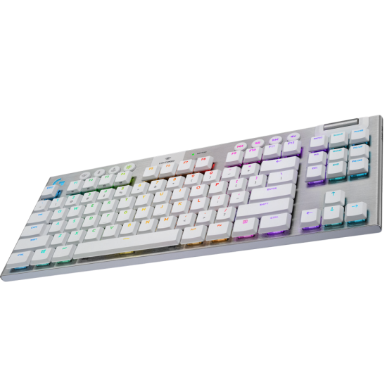 Безжична геймърска механична клавиатура Logitech, G915 TKL White Lightsync RGB, Tactile суичове