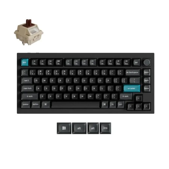 Безжична механичка клавиатура Keychron Q1 Ultra 8K Black - Silk POM Switch Brown
