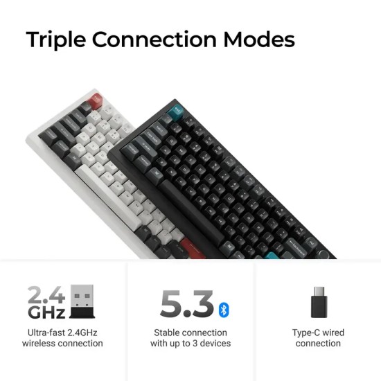 Безжична механичка клавиатура Keychron Q1 Ultra 8K Black - Silk POM Switch Red Безжична механичка клавиатура Keychron Q1 Ultra 8K Black - Silk POM Switch Red