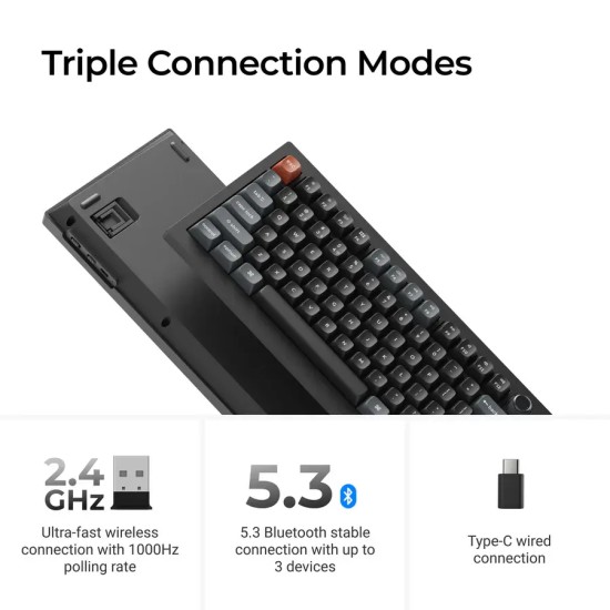 Безжична механичка клавиатура Keychron V6 Ultra 8K - Silk POM Switch Banana Безжична механичка клавиатура Keychron V6 Ultra 8K - Silk POM Switch Banana