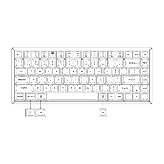 Геймърска механична клавиатура Keychron K2 Pro Hot-Swappable Keychron K Pro Mechanical Red Switch, White Backlight Plastic Frame