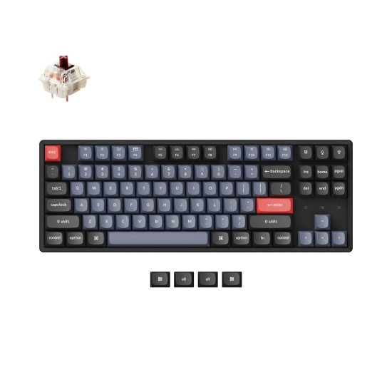 Геймърска механична клавиатура Keychron K8 Pro TKL Gateron G Pro(Hot Swappable) Brown Switch RGB Backlight Aluminium Frame