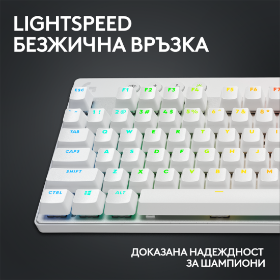 Геймърска механична клавиатура Logitech G Pro X TKL White - Tactile Геймърска механична клавиатура Logitech G Pro X TKL White - Tactile