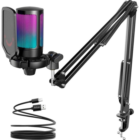 Микрофон със стойка FIFINE A6T RGB - Black