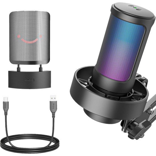 Микрофон със стойка FIFINE A8T RGB - Black Микрофон със стойка FIFINE A8T RGB - Black