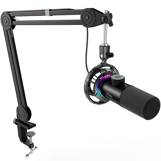 Микрофон със стойка FIFINE T658 Dynamic RGB - Black