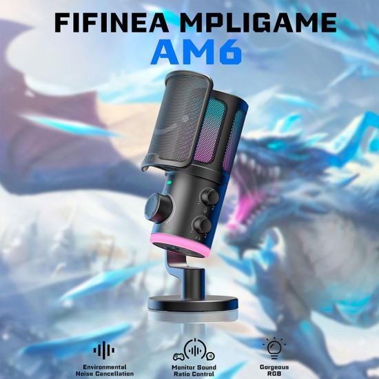 Настолен микрофон FIFINE AM6 RGB - Black Настолен микрофон FIFINE AM6 RGB - Black