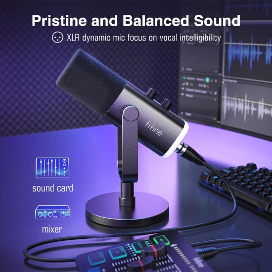 Настолен микрофон FIFINE AM8 Dynamic RGB XLR/USB- Black Настолен микрофон FIFINE AM8 Dynamic RGB XLR/USB- Black