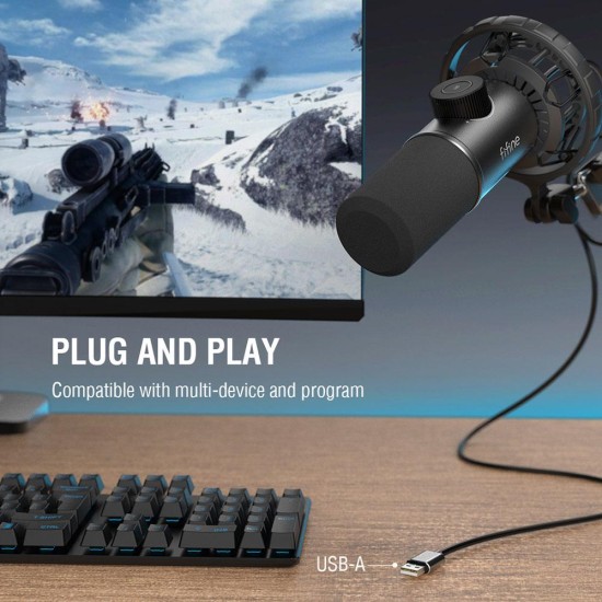 Настолен микрофон FIFINE K658 Dynamic RGB - Black
