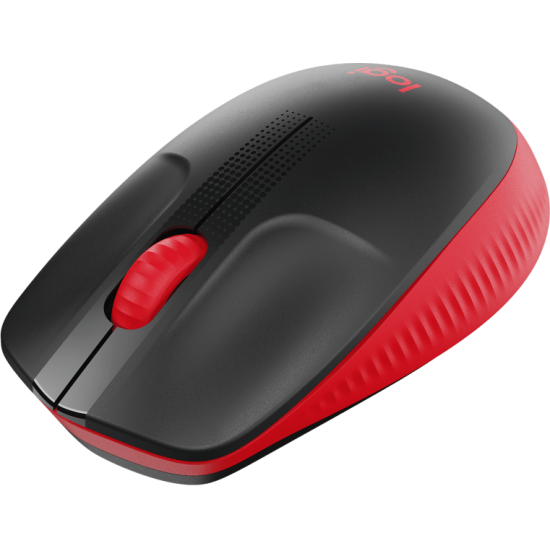 Безжична оптична мишка LOGITECH M190 Full-Size, USB, 1000 dpi, 3 бутона, Червен