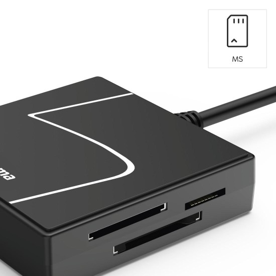 HAMA Четец за карти USB, USB-A, с USB-C адаптер, USB 3.2 Gen1, SD/micro-SD/CF/MS