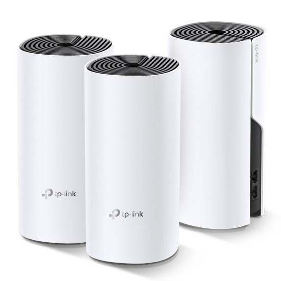 Безжичен рутер TP-Link Deco M4, AC1200, 2.4/5 GHz, 300 - 867 Mbps, Gigabit, 3 бр. в комплект Безжичен рутер TP-Link Deco M4, AC1200, 2.4/5 GHz, 300 - 867 Mbps, Gigabit, 3 бр. в комплект