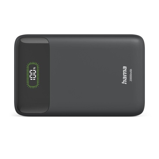 HAMA Външна батерия "PD20-W20", 20000 mAh, 3 изхода: 2 x USB-C, USB-A, Бързо зареждане