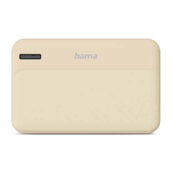 HAMA Външна батерия "Pocket 10", 10000 mAh, Изходи: 2x USB-A, бежов