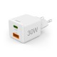 HAMA Бързо мини зарядно, 30 W, 1x USB-C, 1x USB-A, PD, бял HAMA Бързо мини зарядно, 30 W, 1x USB-C, 1x USB-A, PD, бял