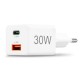 HAMA Бързо мини зарядно, 30 W, 1x USB-C, 1x USB-A, PD, бял HAMA Бързо мини зарядно, 30 W, 1x USB-C, 1x USB-A, PD, бял