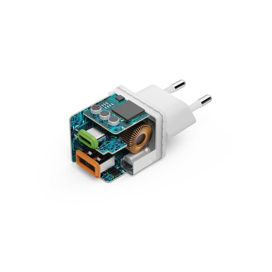 HAMA Бързо мини зарядно, 30 W, 1x USB-C, 1x USB-A, PD, бял HAMA Бързо мини зарядно, 30 W, 1x USB-C, 1x USB-A, PD, бял